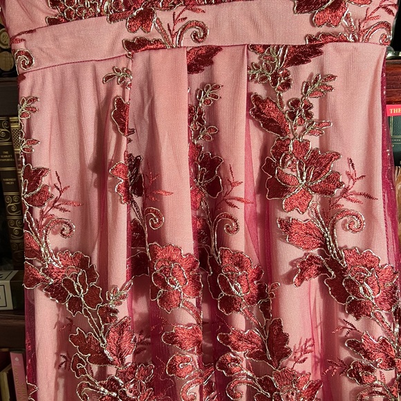 NWT- RED & GOLD SZ:L EMBROIDERED MIDI DRESS by AZBRO - Picture 8 of 14